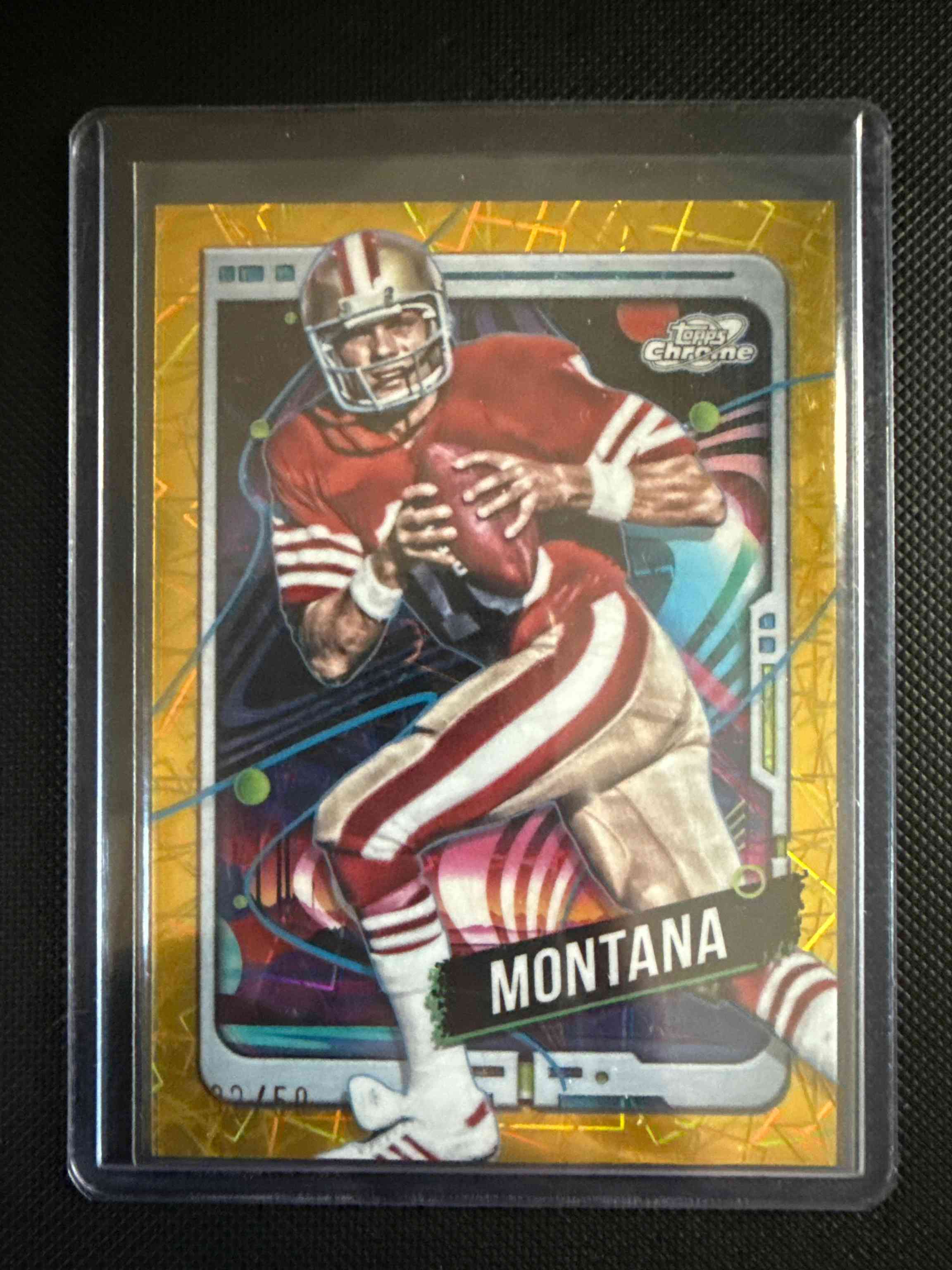 Image for topps chrome cosmic gold joe montana 2024 /50
