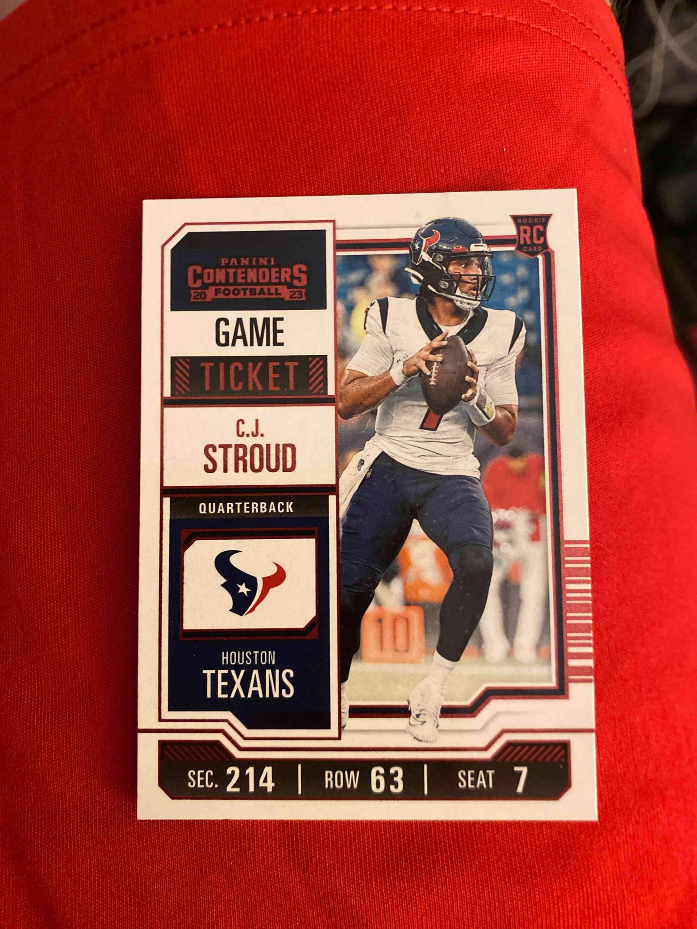 Image for 2023 contenders football cj stroud rc red parallel sp team color match! #40