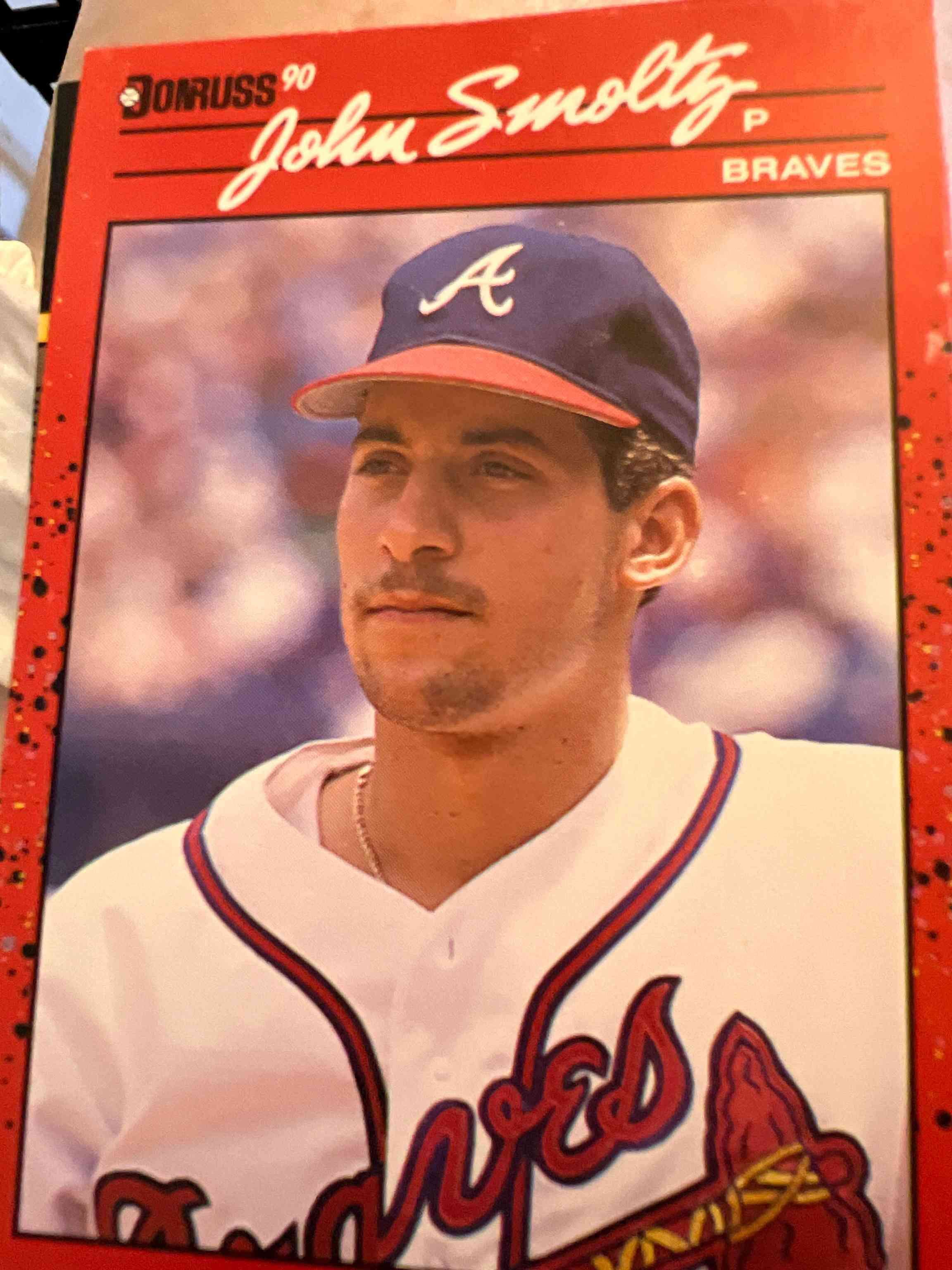 Image for 1990 donruss card #121 - john smoltz - hof - *error* ( no dot after inc)