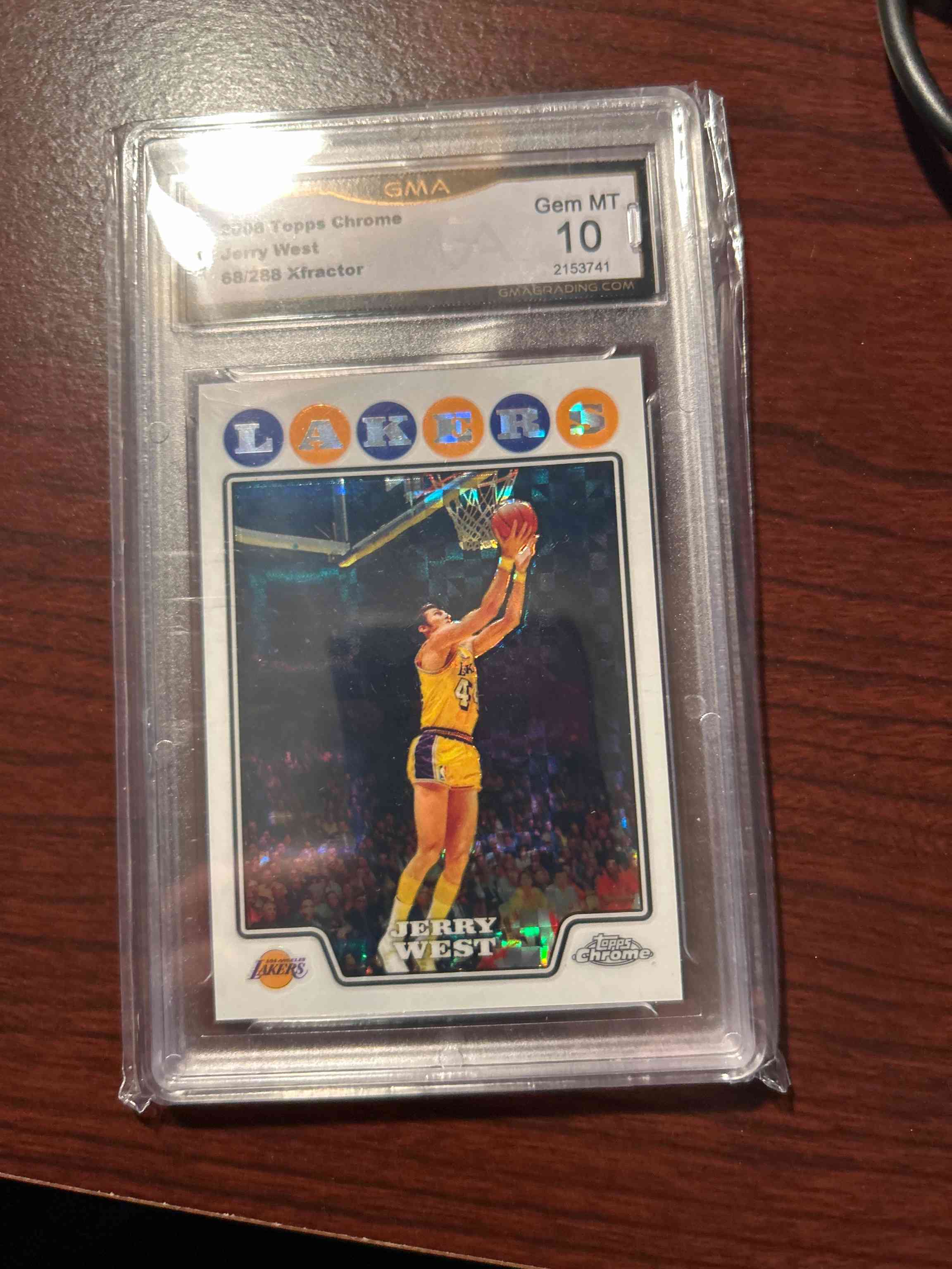Image for 2008 topps chrome jerry west xfractor /288 psa 9