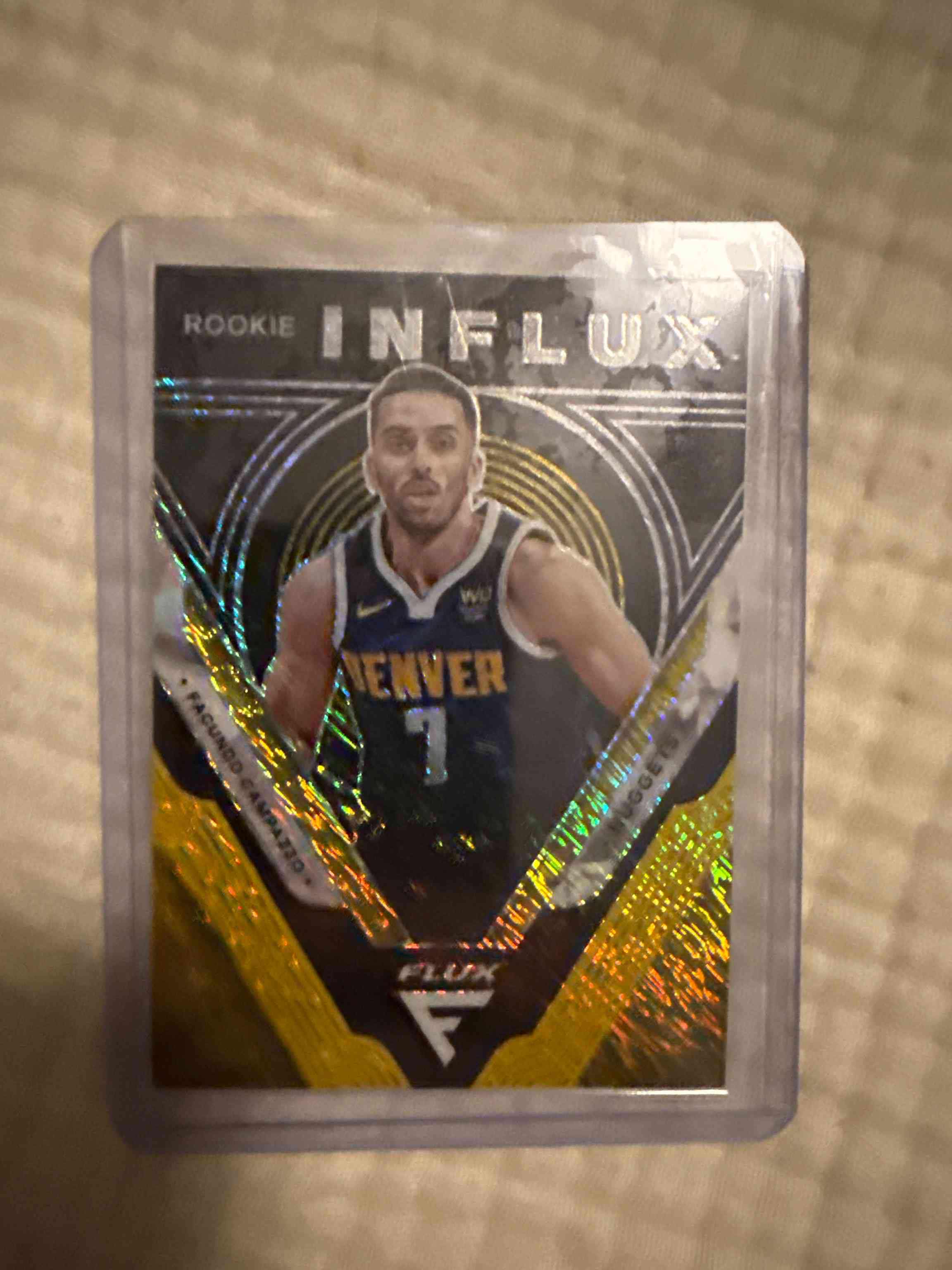 Image for 2020-21 panini flux facundo campazzo influx gold prizm #7/10 jersey number!
