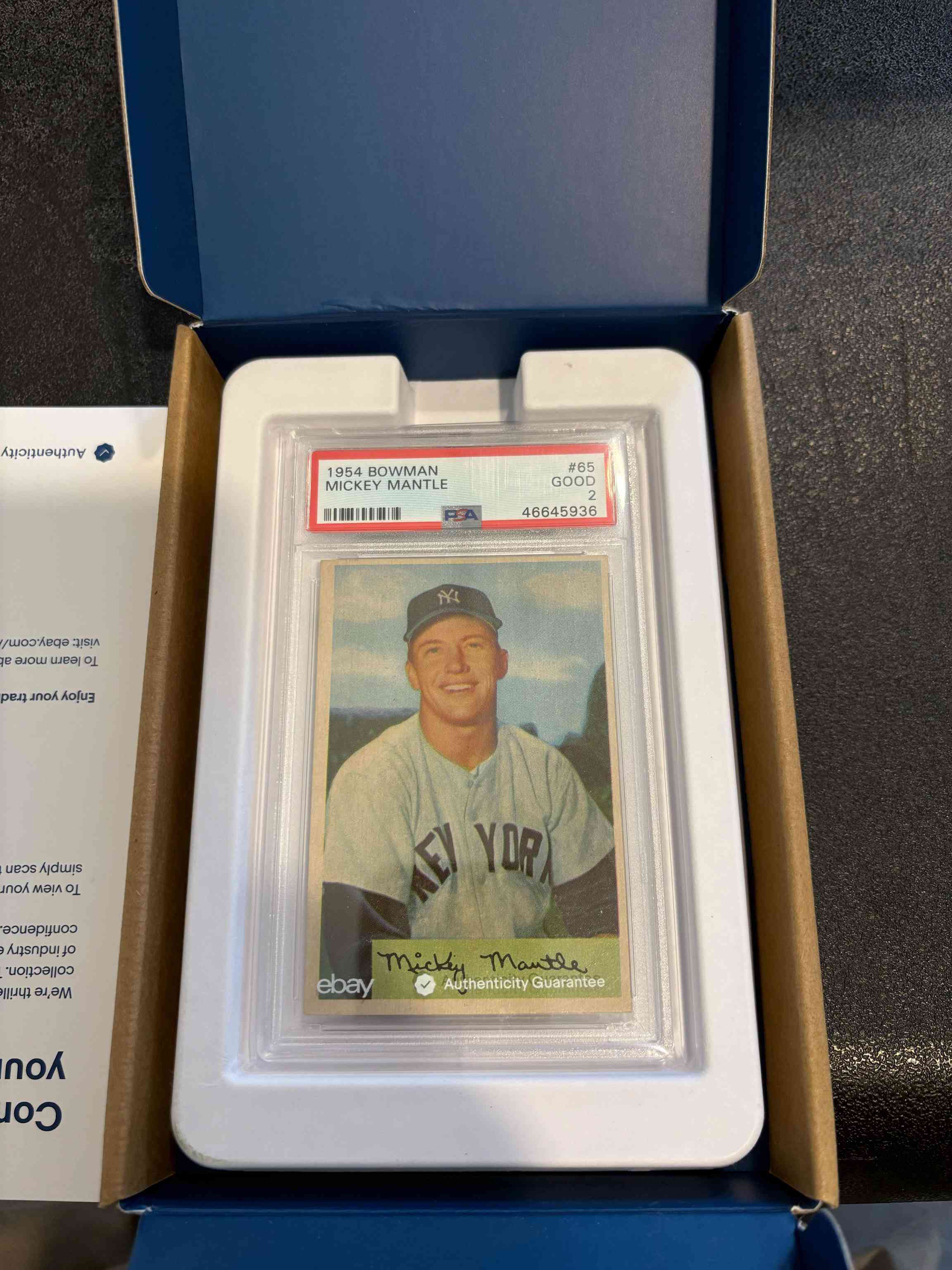 Image for 1954 bowman mickey mantle #65 psa poor 1 ny yankees new slab ww338