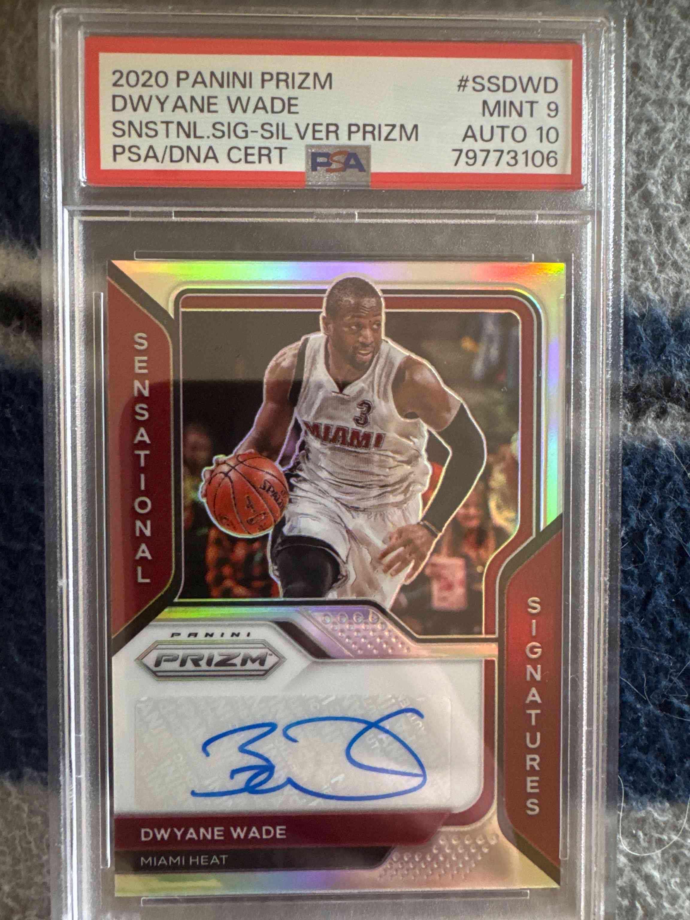 Image for 2020-21 panini silver prizm sensational signatures dwyane wade heat auto