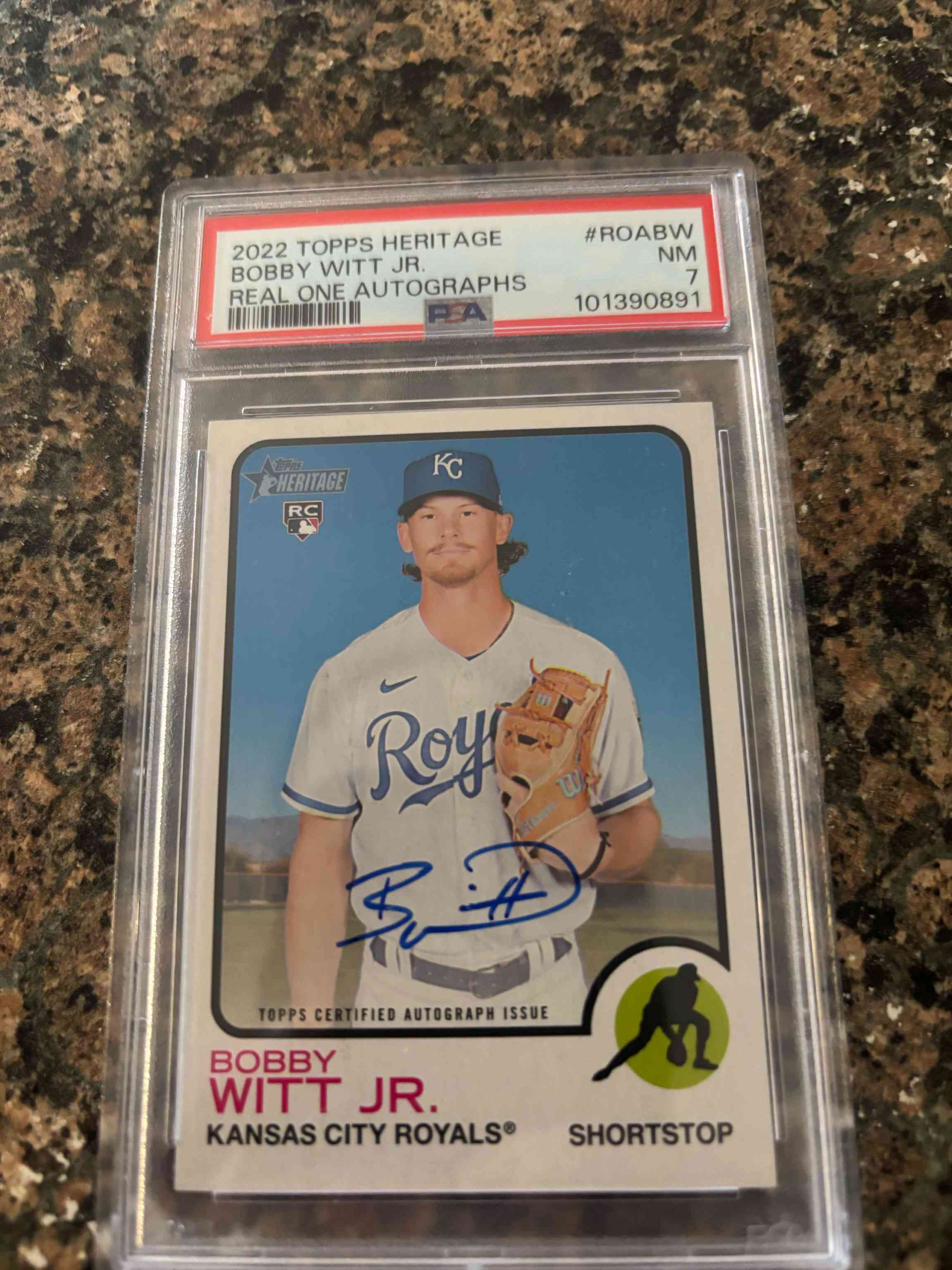 Image for 2022 topps heritage high baseball bobby witt jr real one rookie autograph auto
