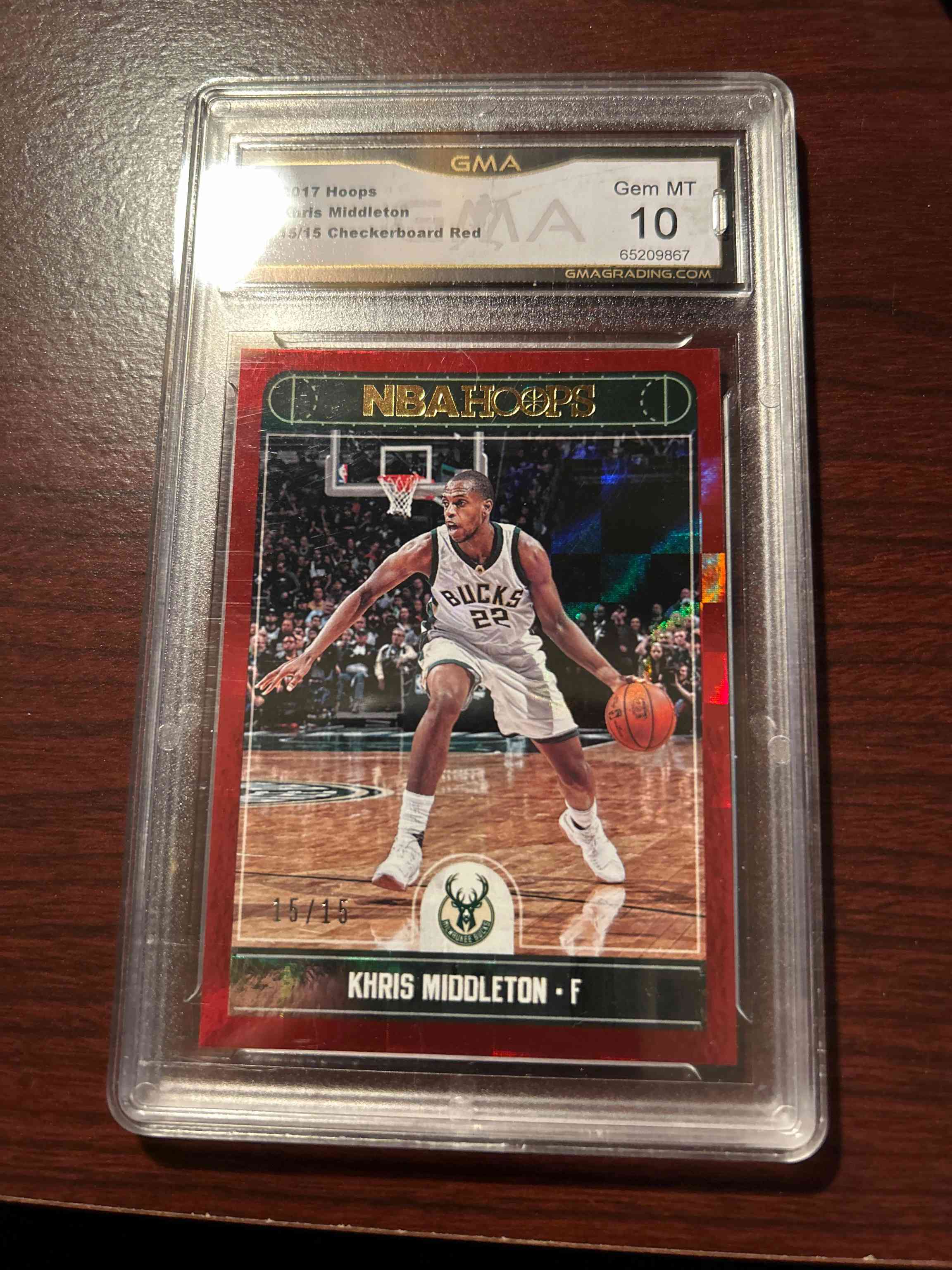 Image for 2017-18 nba hoops khris middleton #14 red ssp /15 milwaukee bucks