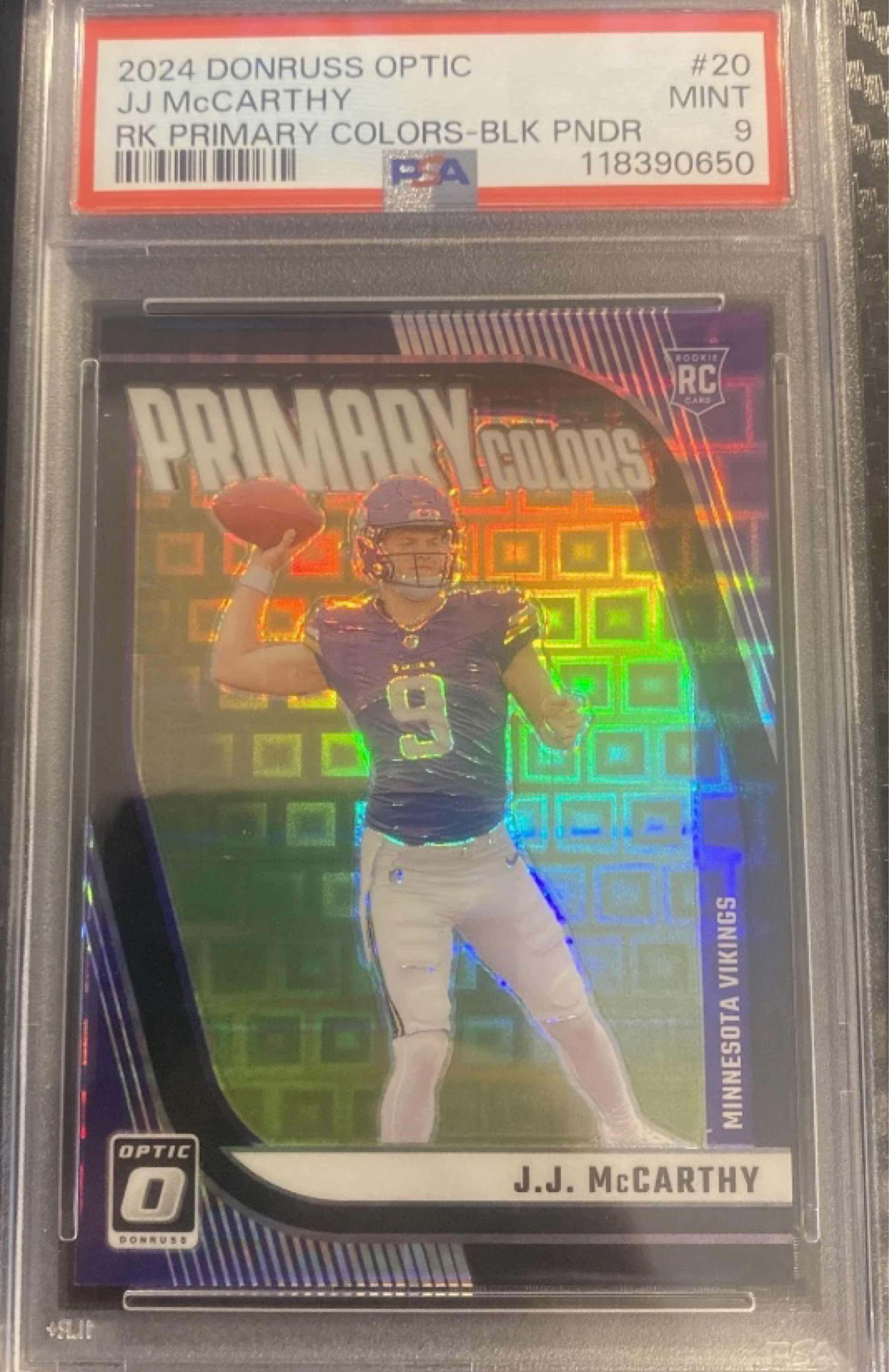 Image for 2024 Donruss Optic Rookie Primary Colors Black Pandora J.J. McCarthy #20 /25