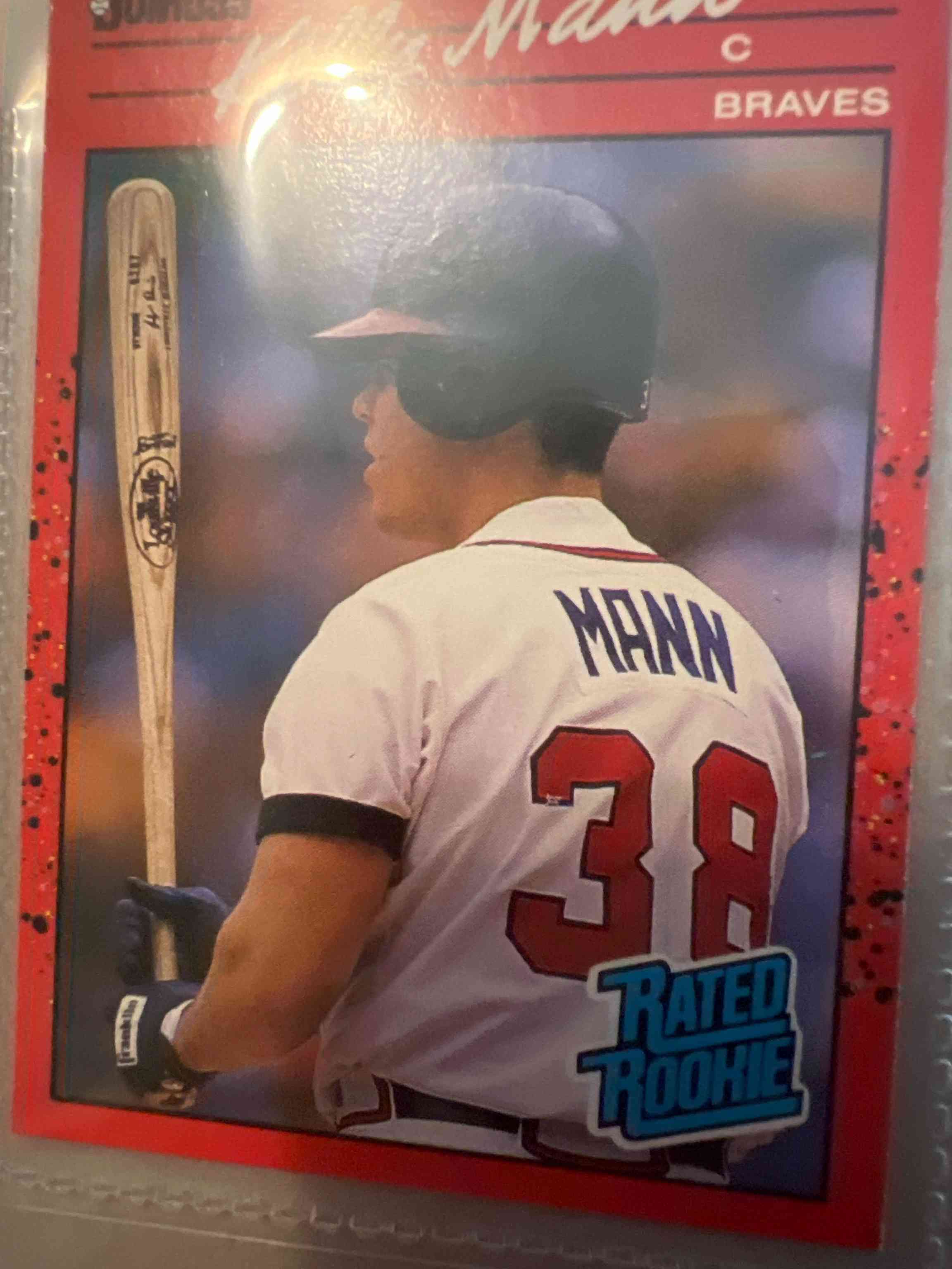 Image for kelly mann 1990 donruss error baseball card rated rookie...missing usa dot