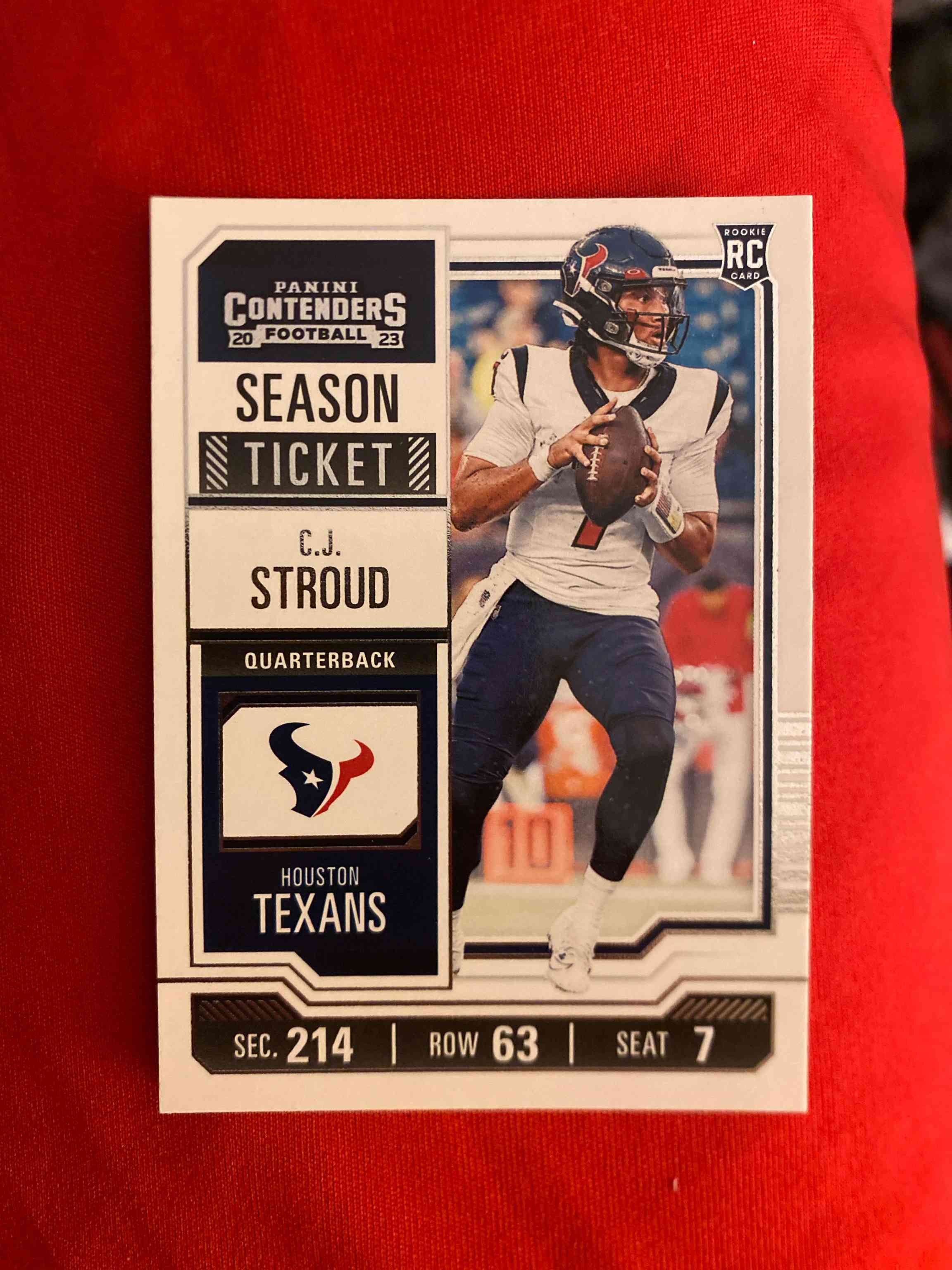 Image for cj stroud 2023 panini contenders rc rookie card season ticket #40 texans