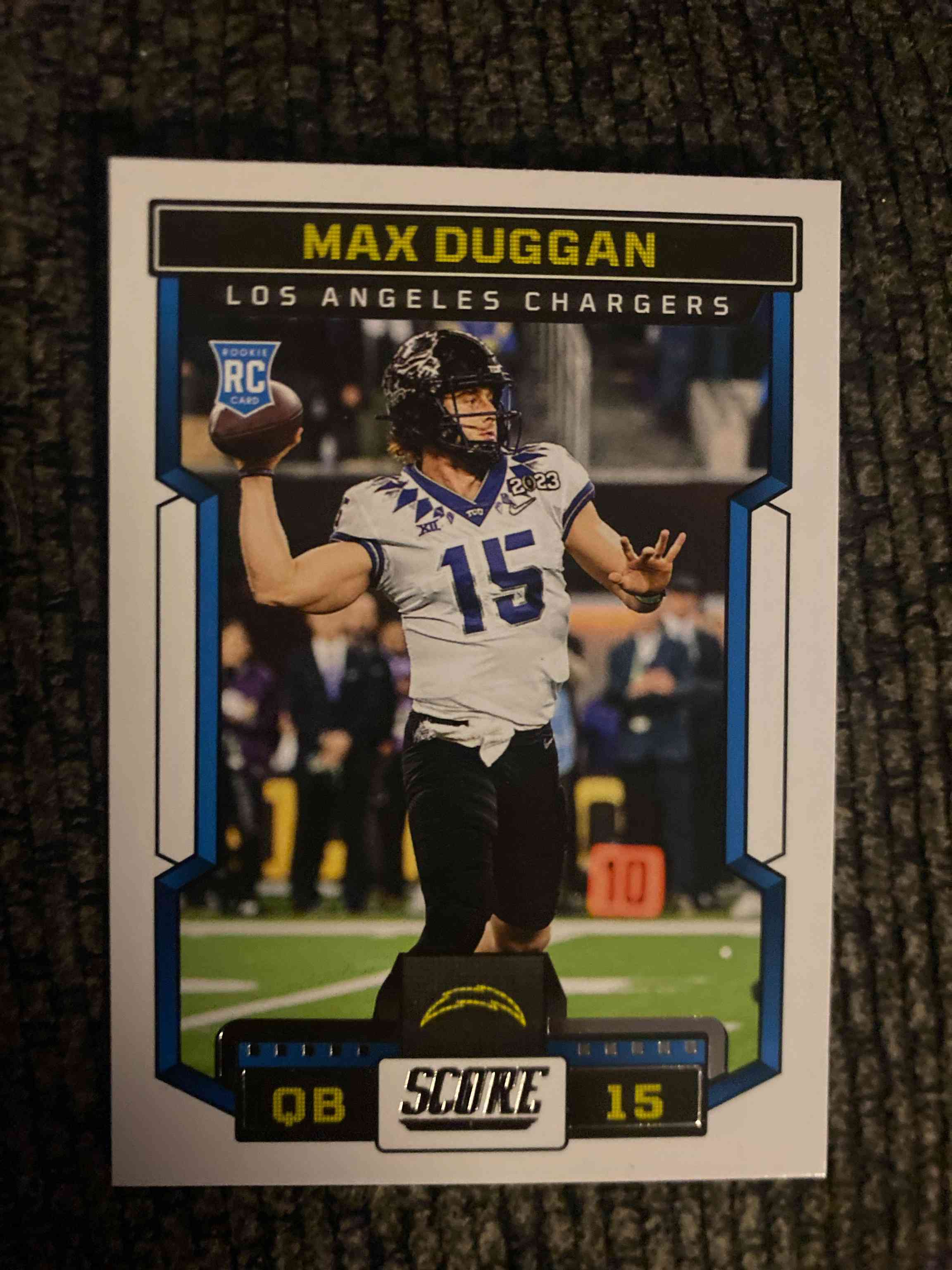Image for 2023 panini score max duggan base rookie football card los angeles chargers tcu