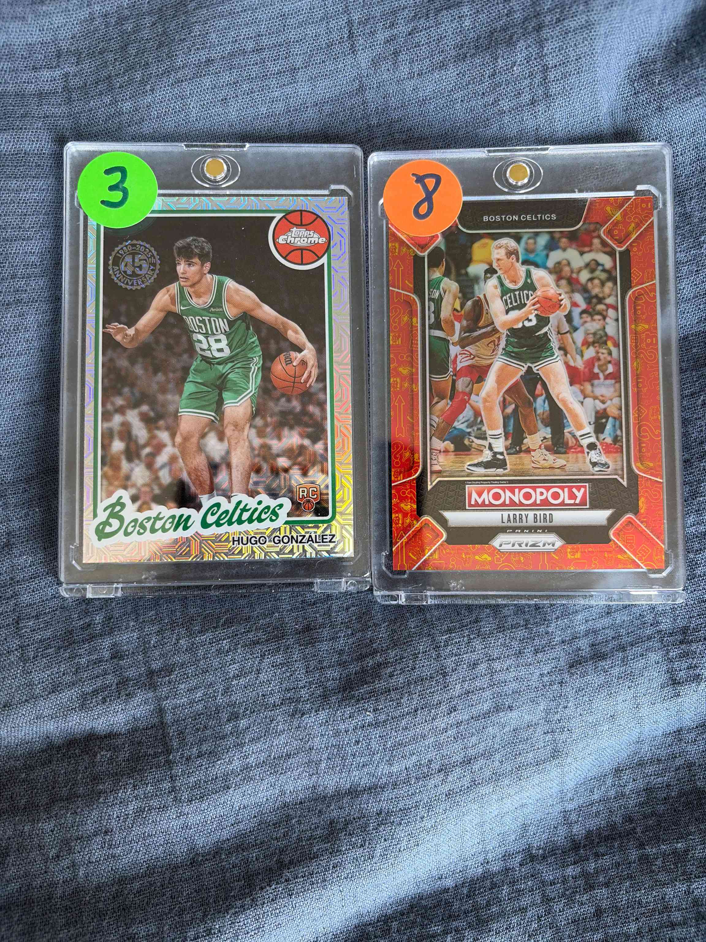 Image for 2024-25 panini prizm monopoly orange icon larry bird, parralel 1499