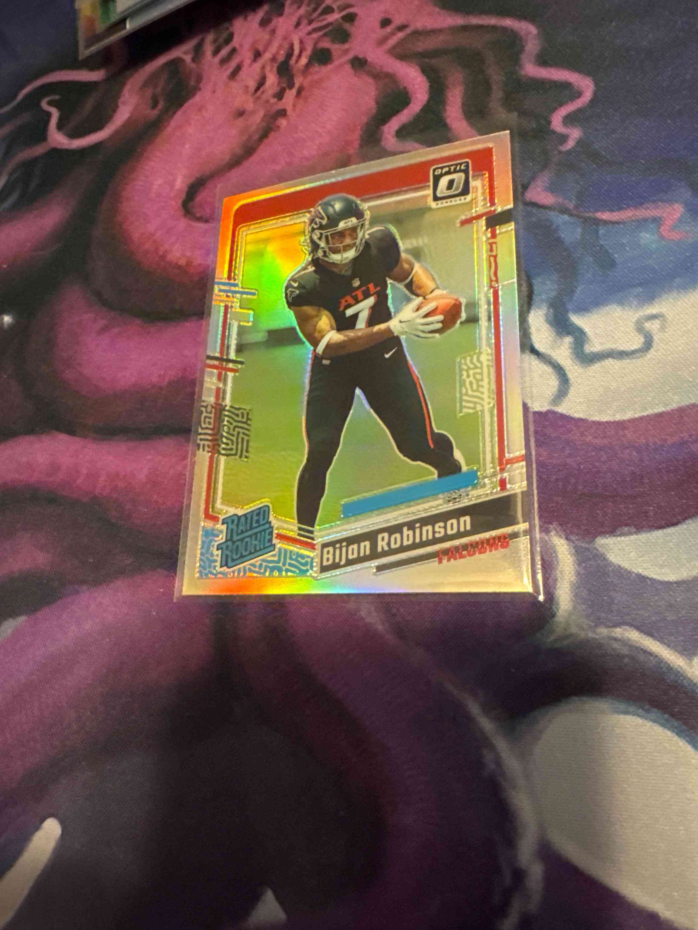 Image for 2023 panini donruss optic bijan robinson #206 rated rookie silver holo falcons