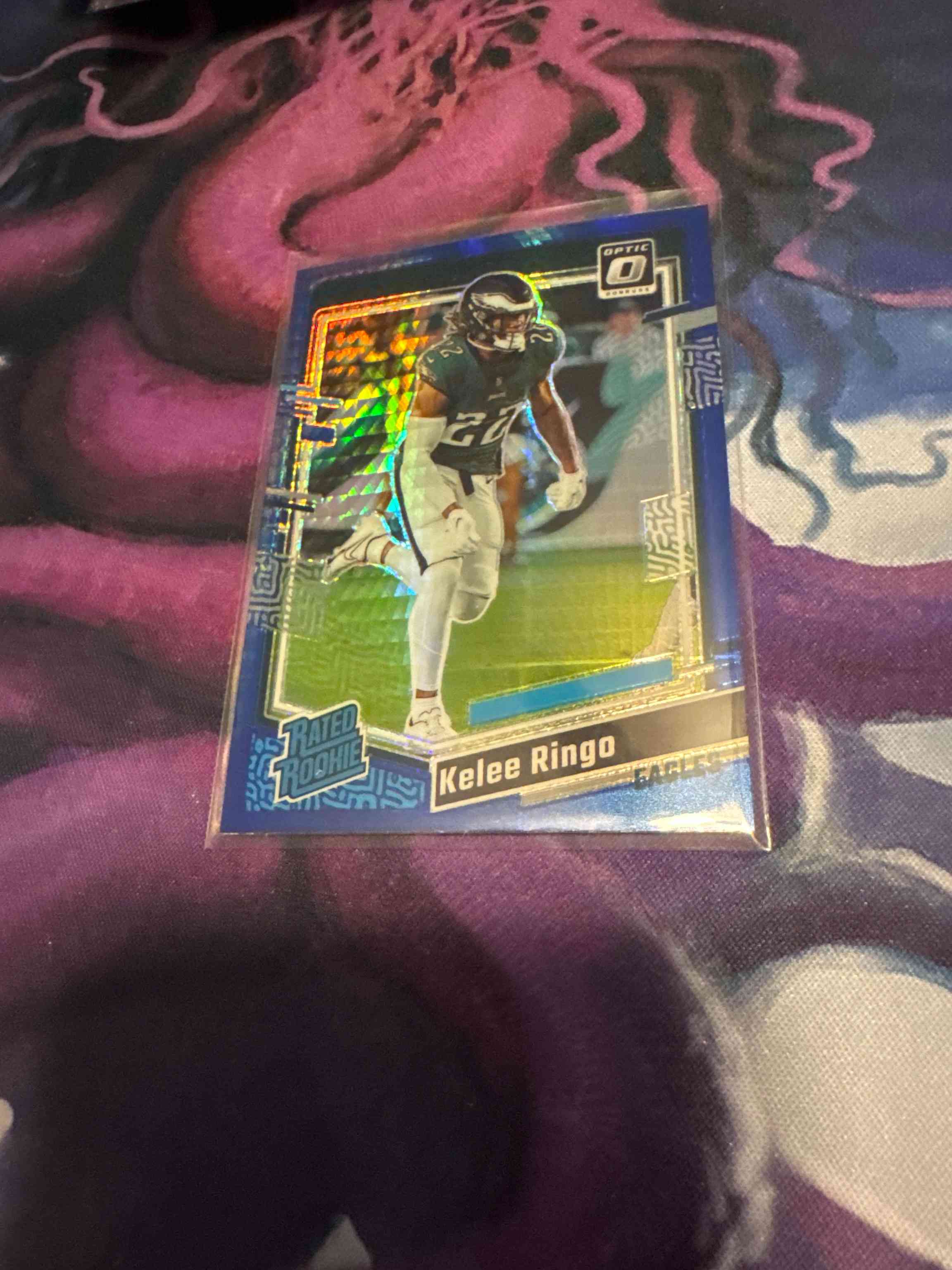 Image for kelee ringo 2023 donruss optic rated rookie blue holo /199 #282 eagles rc