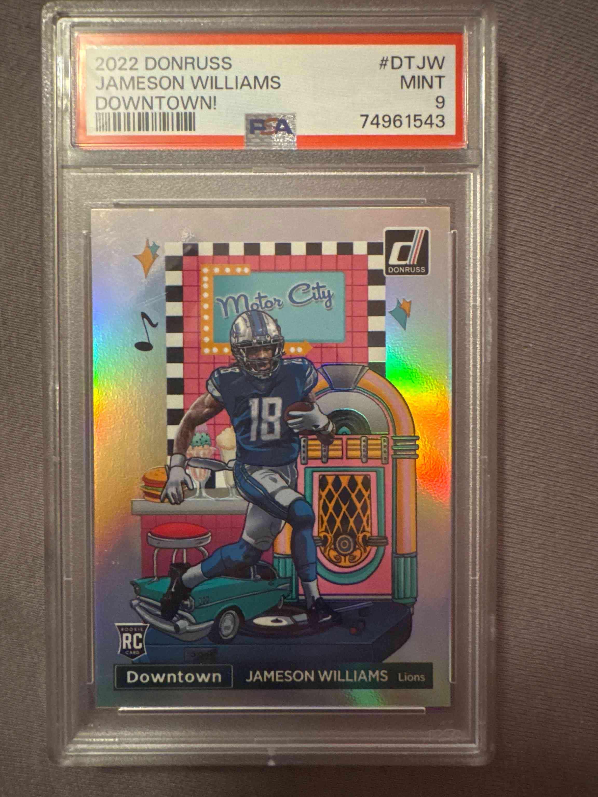Image for jameson williams 2022 donruss rookie rc downtown case hit psa 9 mint lions