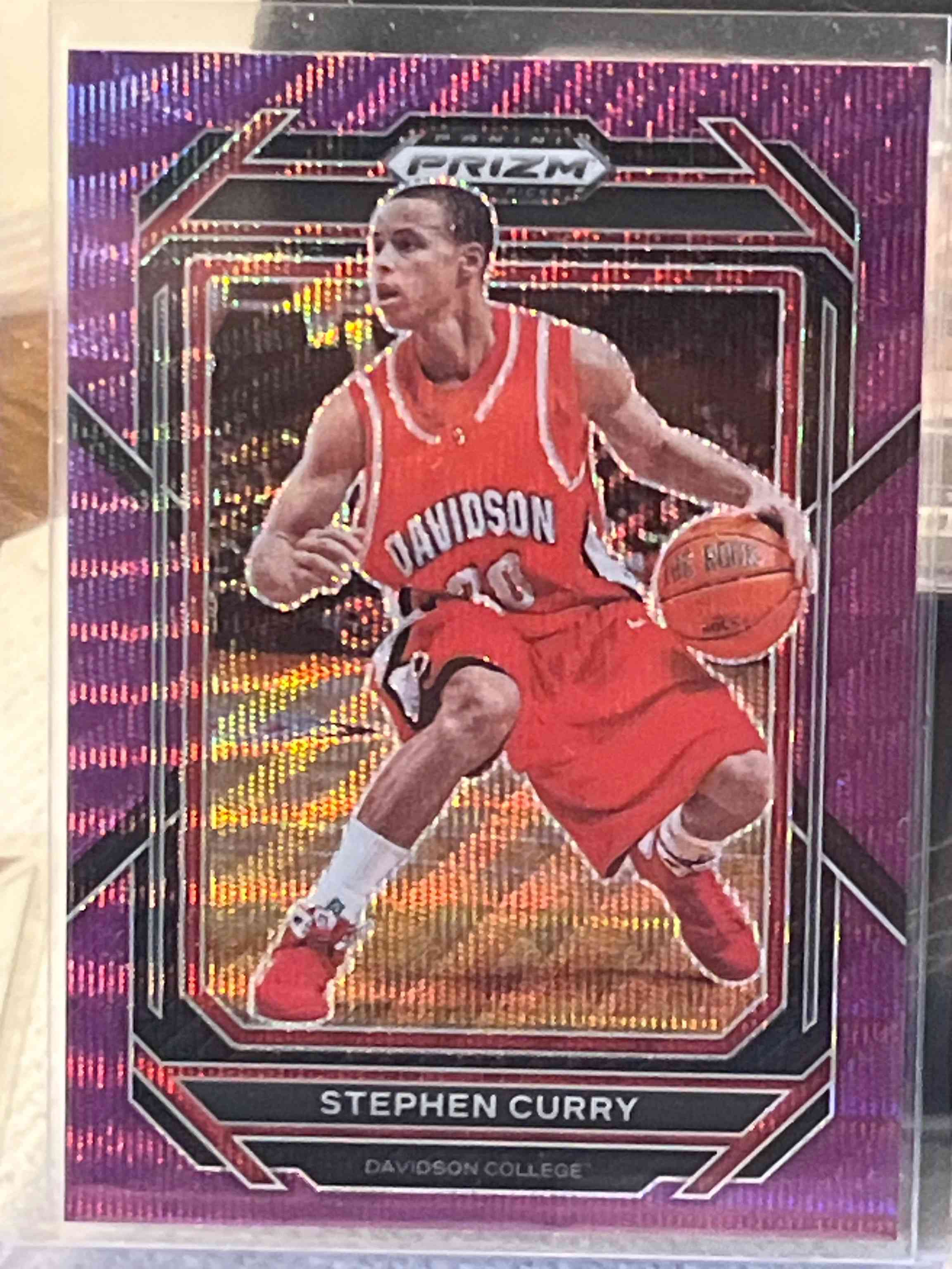 Image for 2023 panini prizm basketball draft picks stephen curry #53 purple wave prizm