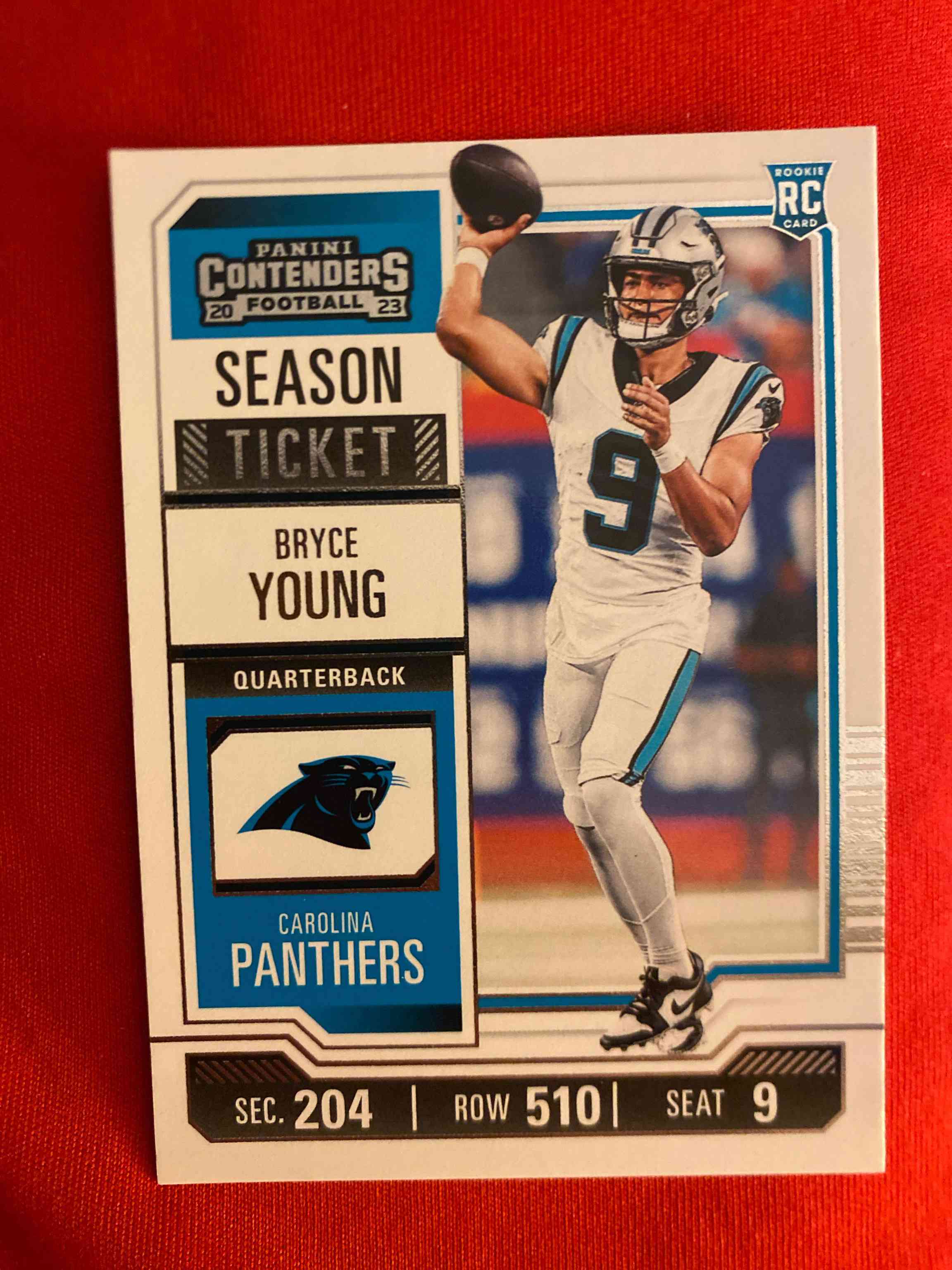 Image for 2023 panini contenders bryce young rc season ticket base rookie #15 panthers