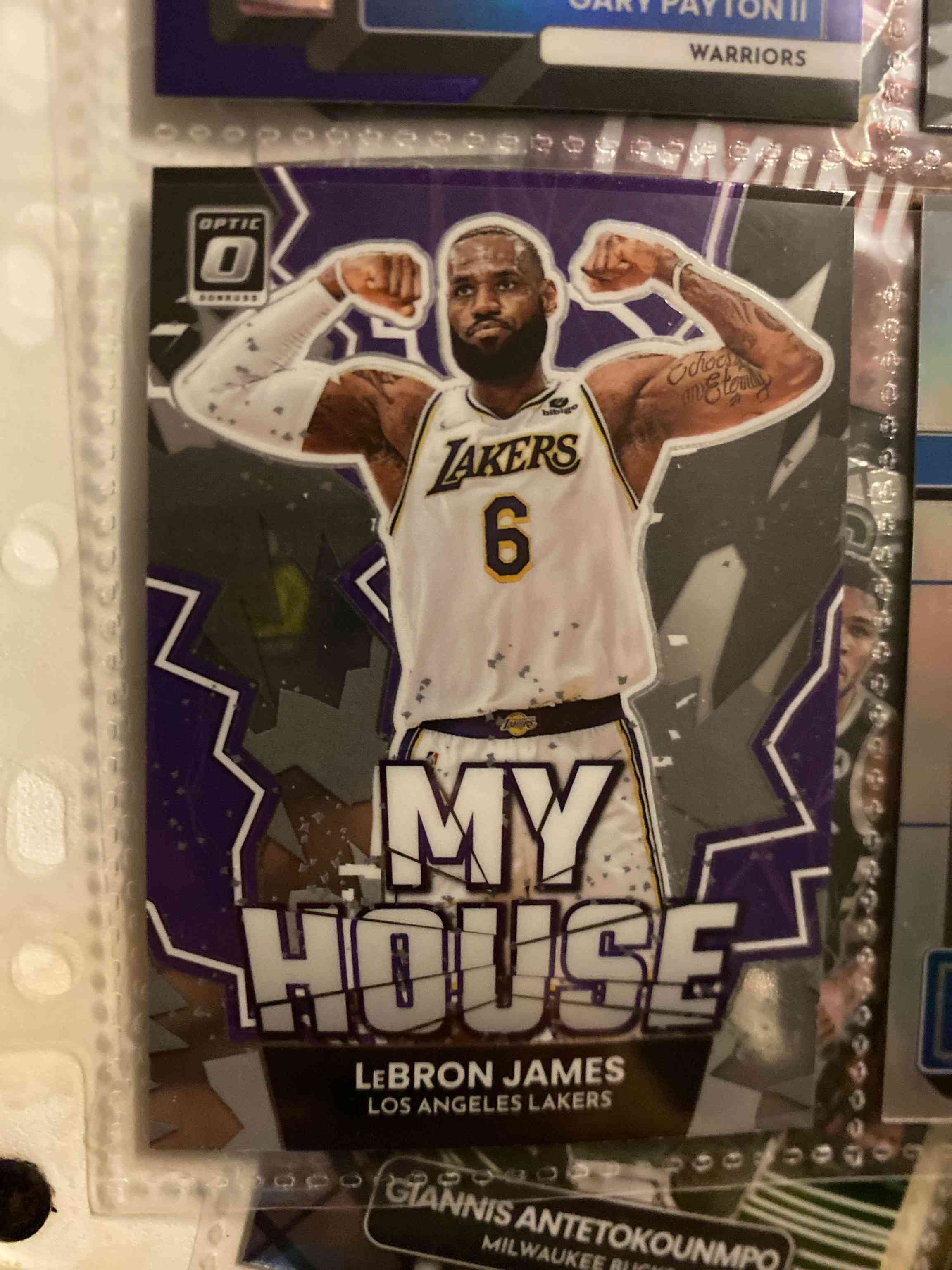 Image for lebron james $80++ my house purple prizms refractor #4 sp 2022-23 donruss optic