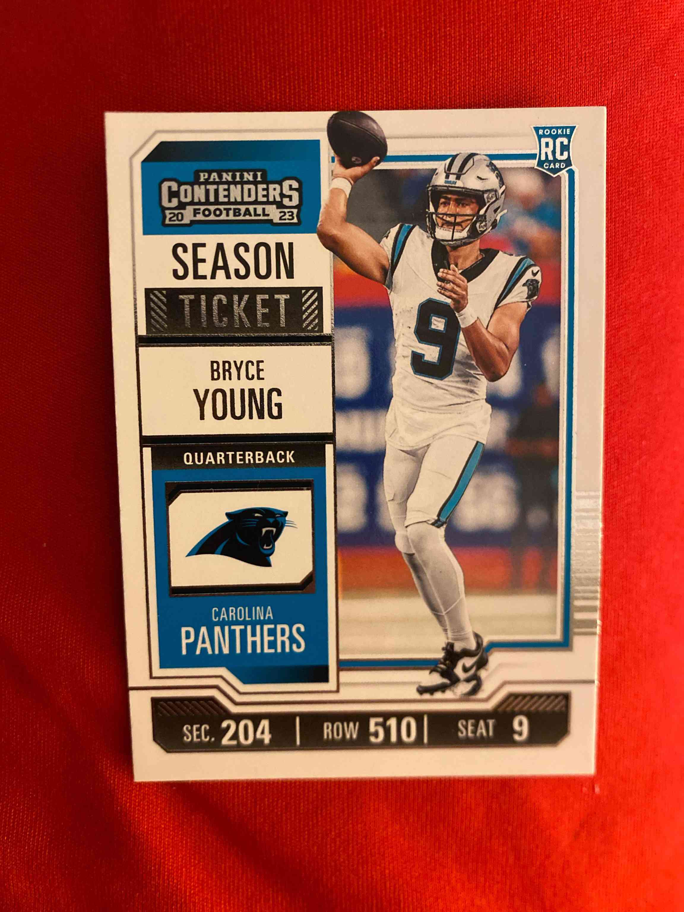 Image for 2023 panini contenders bryce young rc season ticket base rookie #15 panthers