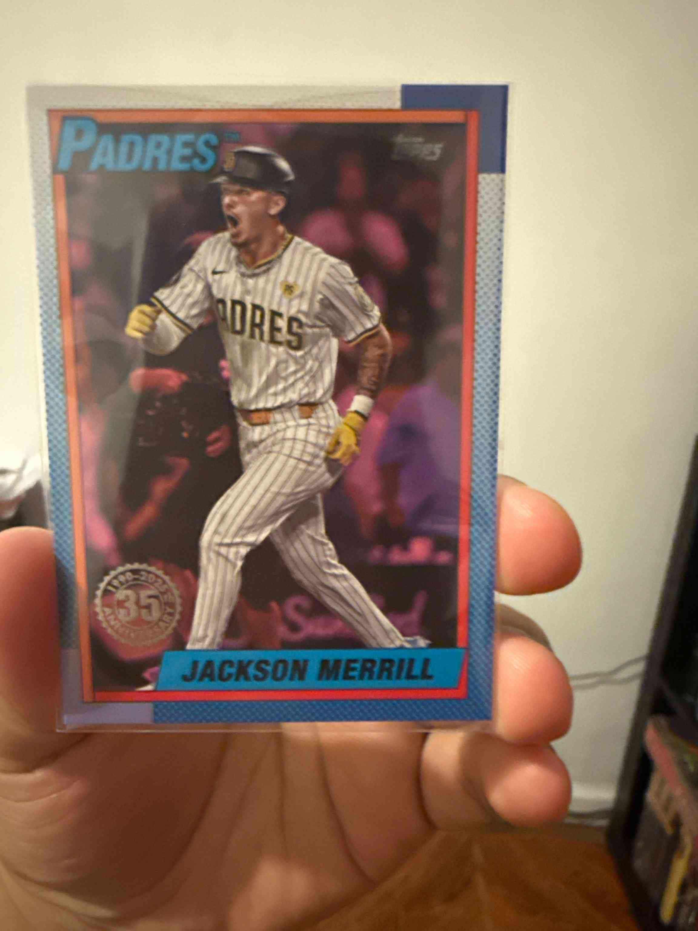 Image for 2025 topps series 1 topps pink jackson merrill #t90-64